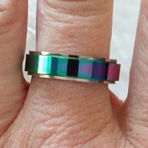 Rainbow stainless steel spinner ring